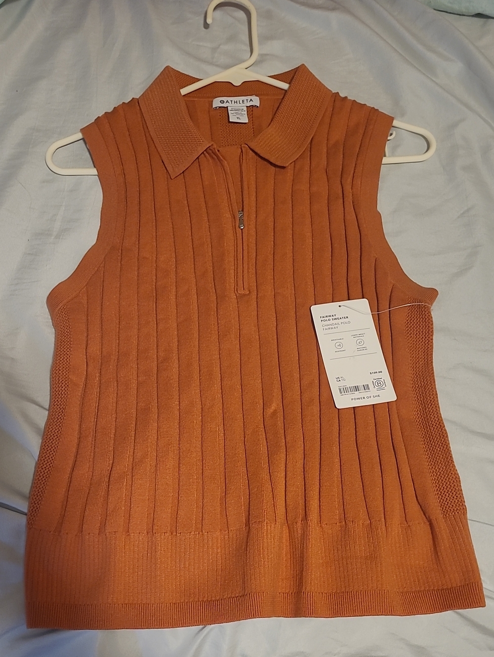 Athleta Sleeveless Ribbed Polo Tank - Burnt Orange